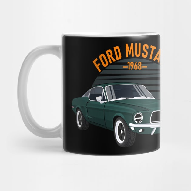 Classic Car  Mustang 1968 Dark Green by masjestudio